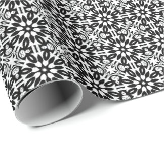 Black and White Mandala lines Pattern 3 Wrapping Paper