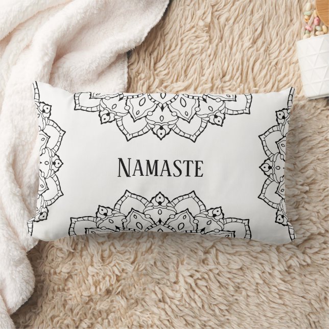 Black and White Mandala Lumbar Pillow (Blanket)