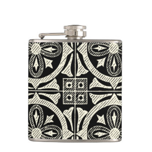 Black and White Mandala Motif by Vision Studio Hip Flask