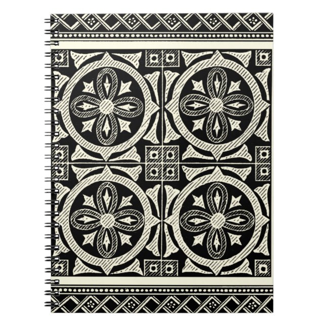 Black and White Mandala Motif by Vision Studio Notebook (Front)