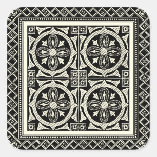 Black and White Mandala Motif by Vision Studio Square Sticker