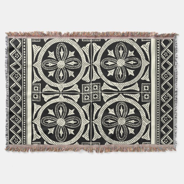Black and White Mandala Motif by Vision Studio Throw Blanket (Front)