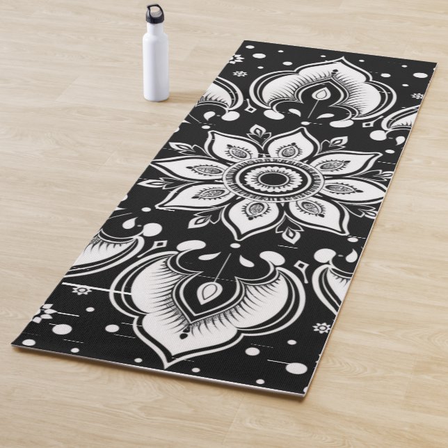 Black and White Mandala Pattern Yoga Mat (In Situ)