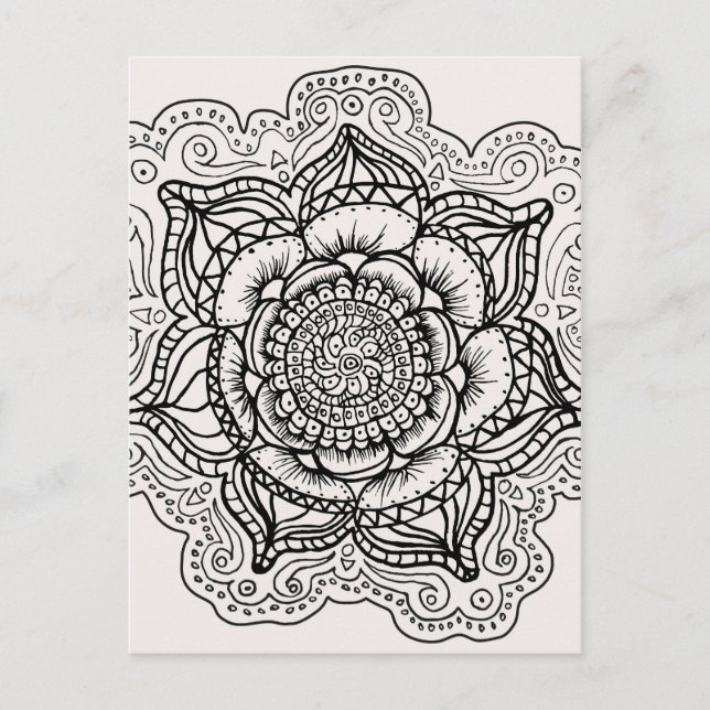 Black and White Mandala Postcard (Front)