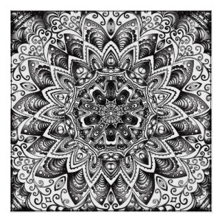 Black And White Mandala Poster Grunge