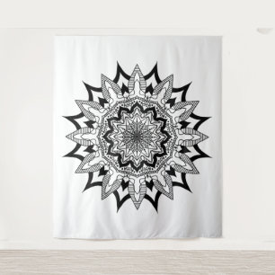 Black and white mandala tapestry