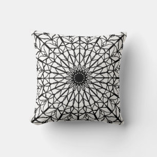Black and White Mandala Throw Pillow