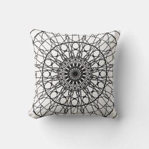 Black and White Mandala Throw Pillow