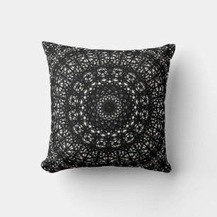 Black and White Mandala Throw Pillow