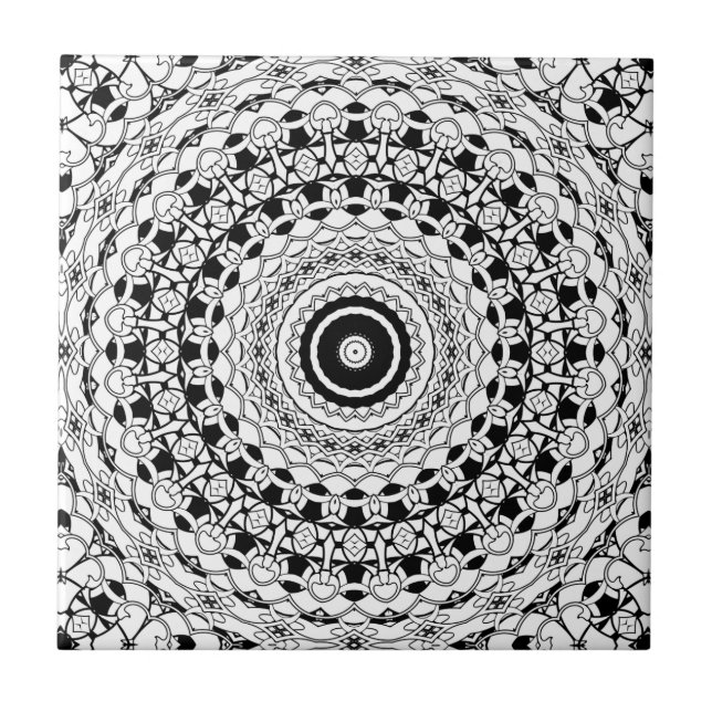 Black And White Mandala Tile (Front)