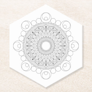 Black and White Mandala v2 Paper Coaster