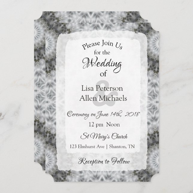 Black and White Mandala Wedding invitations (Front/Back)