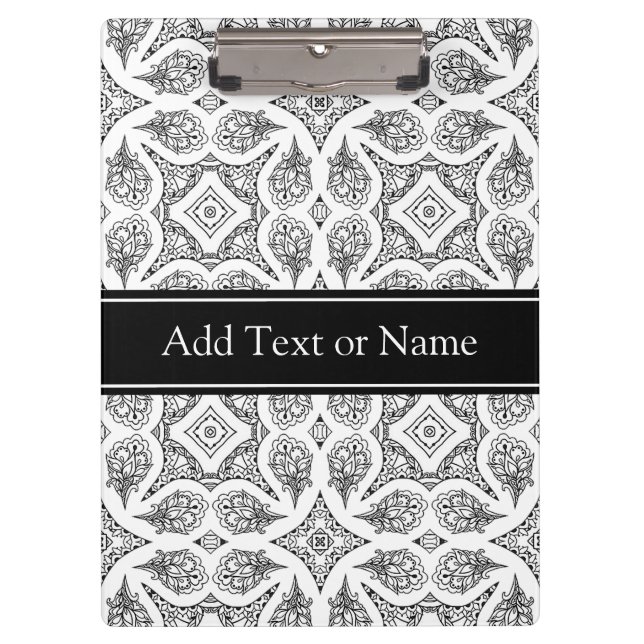 Black and White Mandala Zen  Personalised Clipboard (Front)