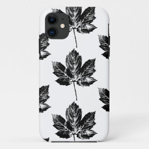 Black and White Maple Leaf Print iPhone 11 Case