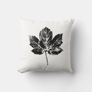 Black and White Maple Leaf Print Cushion