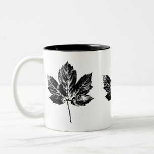 Black and White Maple Leaf Print Mug