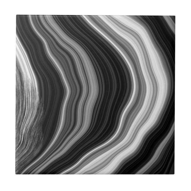 Black and white marble agate effect tile (Front)