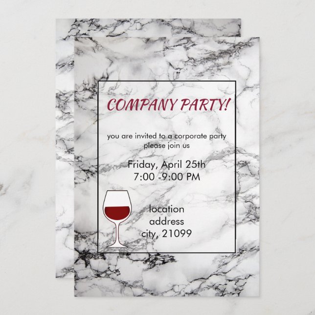 Black And White Marble And Glass Invitation (Front/Back)