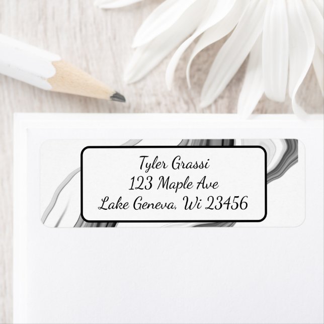 Black and White Marble Art Label Return Address Label (Insitu)
