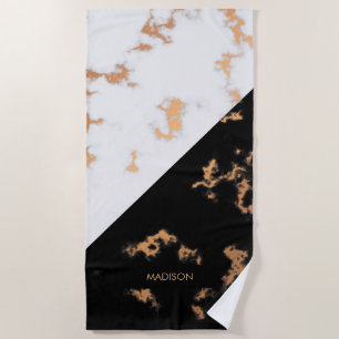 Black and White Marble Beach Towel