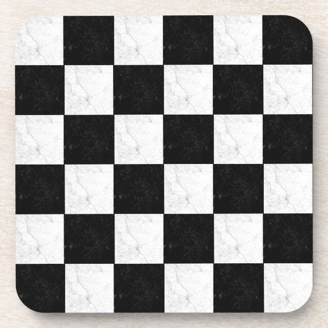 Black and White Marble Beverage Coaster (Front)