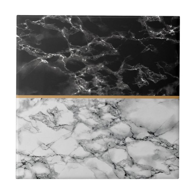 Black and White Marble Ceramic Tile (Front)