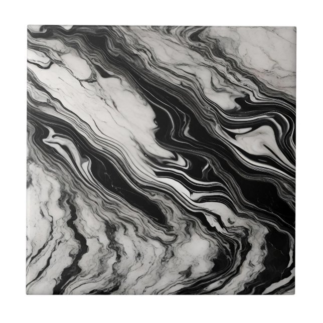 Black and white Marble Ceramic Tile (Front)