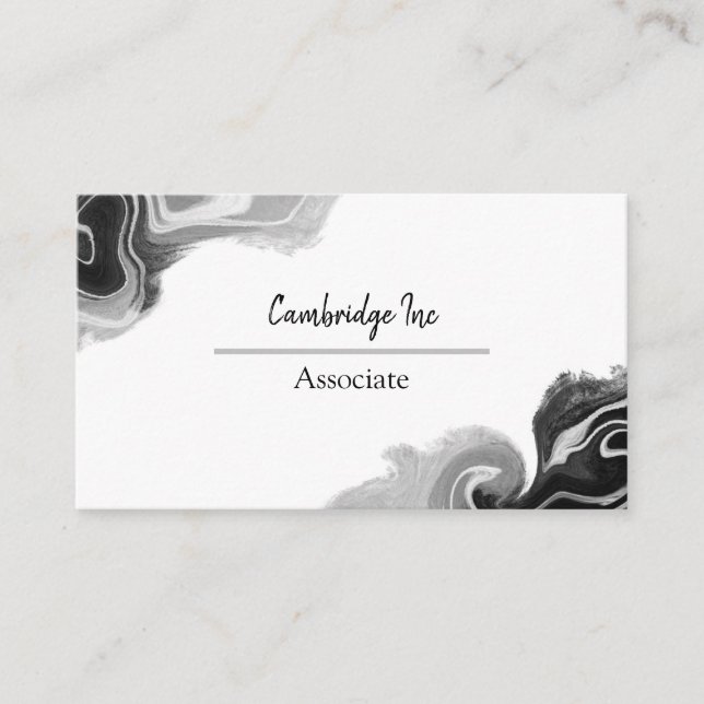 Black and White Marble Classy Business Card (Front)