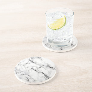 black and white marble coaster
