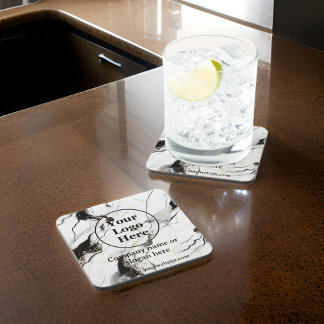 Black and white marble coaster