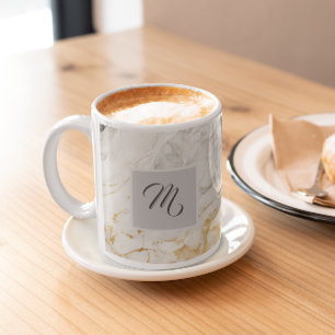 Black And White Marble Custom Name Coffee Mug