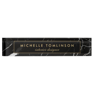 Black and White Marble Designer Nameplate