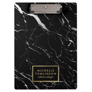 Black and White Marble Designer Personalised Clipboard
