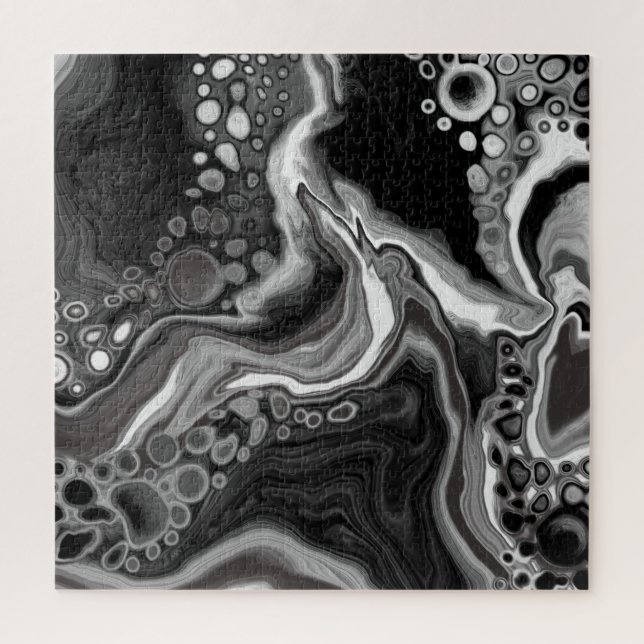 Black and White Marble Digital Fluid Art     Jigsaw Puzzle (Vertical)