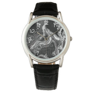 Black and White Marble Digital Fluid Art     Watch