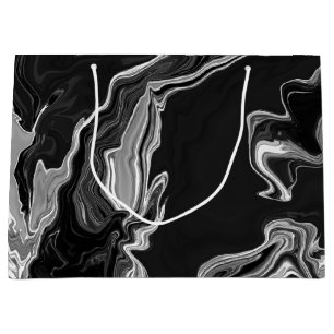 Black and White Marble Fluid Art Large Gift Bag