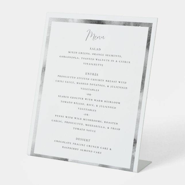  Black and White Marble Frame Formal Script Pedestal Sign (Front)