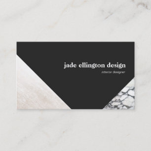 Black and White Marble Geometric Abstract Business Card
