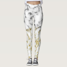 White Marble Gold Leggings 