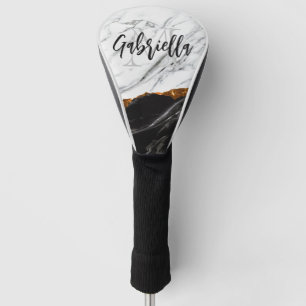 Black and White Marble Golf Head Cover