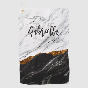Black and White Marble Golf Towel