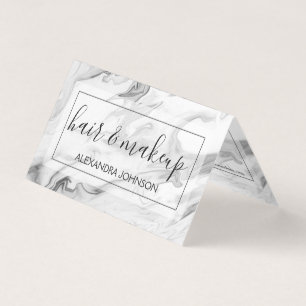 Black and White Marble Hair and Makeup Business Card