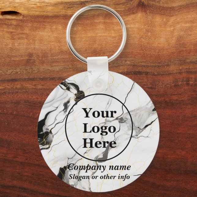 Black and white marble key ring (Front)