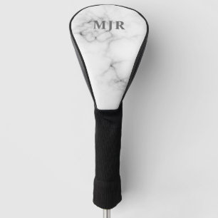 Black and white Marble   Monogram Personalised Golf Head Cover