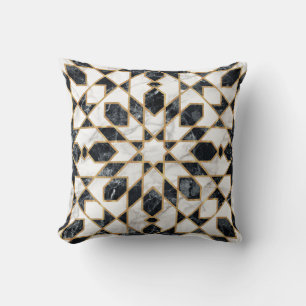 Black and White Marble Moroccan Mosaic Cushion