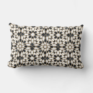 Black and White Marble Moroccan Mosaic Lumbar Cushion