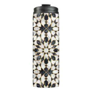 Black and White Marble Moroccan Mosaic Thermal Tumbler