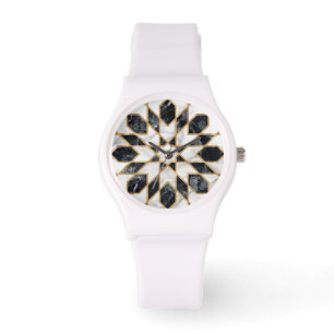 Black and White Marble Moroccan Mosaic Watch