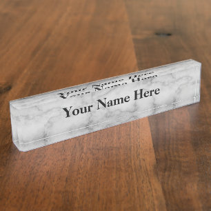 Black and White Marble Nameplate