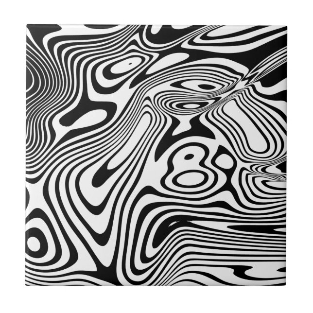 Black and White Marble Pattern Ceramic Tile (Front)